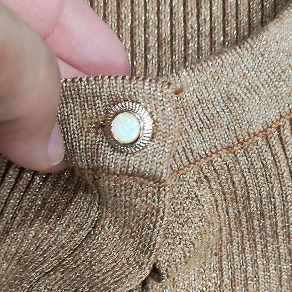 Camel Ribbed Button Cardigan - Picture 3 of 8